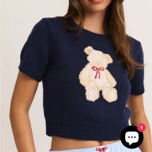 Chic Navy Teddy Bear Crew Neck